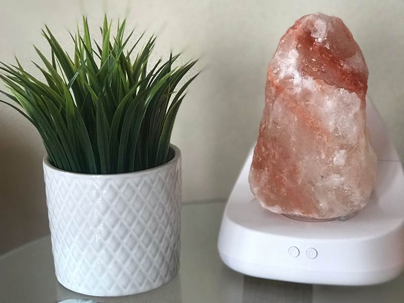 Salt lamp and plant Salt lamp and plant